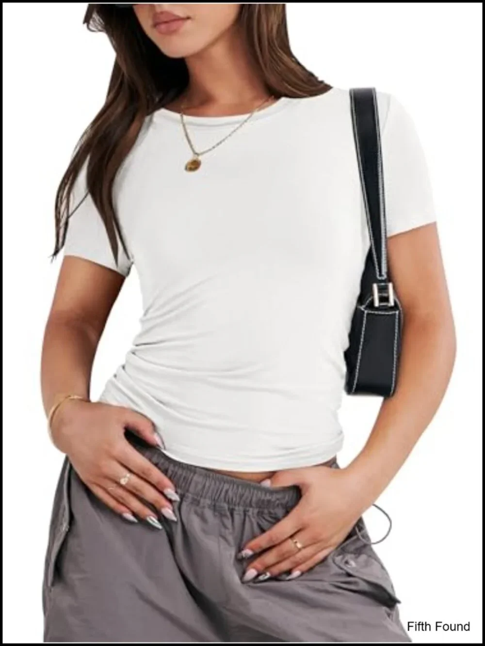 Slim Fit Crew Neck T-Shirt Short Sleeve Crop Top Basic Tee